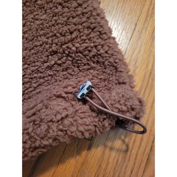 Calvin Klein Womens Fleece Jacket L Fuzzy Teddi Sherpa 1/4 Zip Pullover Cafe Ole - Picture 6 of 7